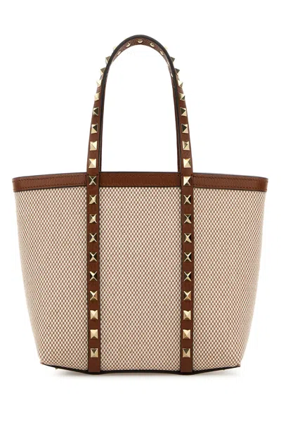 Valentino Garavani Two-tone Canvas Medium Rockstud Handbag