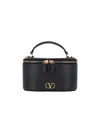 Valentino Garavani Vlogo Signature Mini Vanity Bag In Grainy Calfskin Woman Black Uni In Black