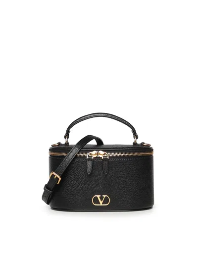 Valentino Garavani Mini Vanity Bag Vlogo Signature In Grained Calfskin In Black