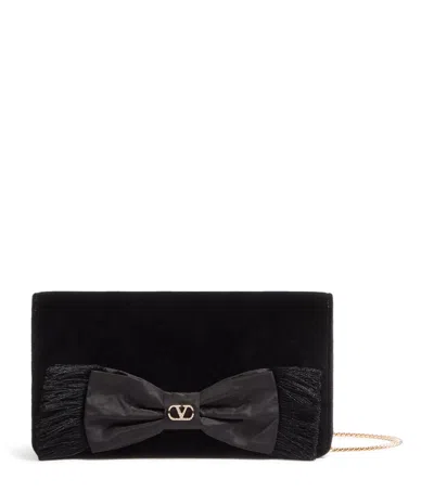Valentino Garavani Mini Velvet Vlogo Signature Bow Shoulder Bag In Black