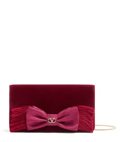 Valentino Garavani Mini Velvet Vlogo Signature Bow Shoulder Bag In Red