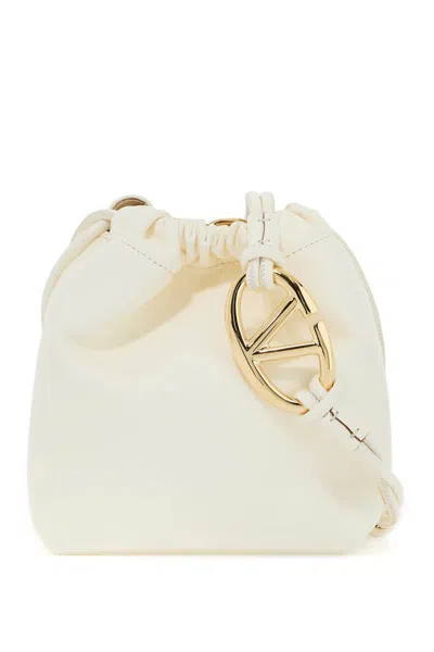 Valentino Garavani Mini Vlogo Bucket Bag With Pouf In Cream
