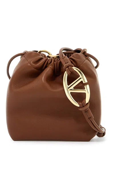 Valentino Garavani Mini Vlogo Bucket Bag With Pouf In Brown