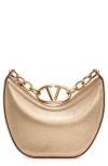 Valentino Garavani Mini Vlogo Chain Handle Crescent Hobo Bag In 39l Mekong