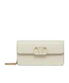 Valentino Vlogo Signature Grainy Calfskin Wallet With Chain In White