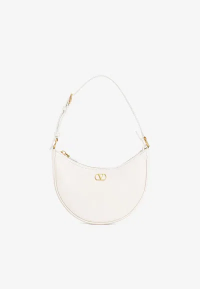 Valentino Garavani Mini Vlogo Grained Leather Hobo Bag In Ivory