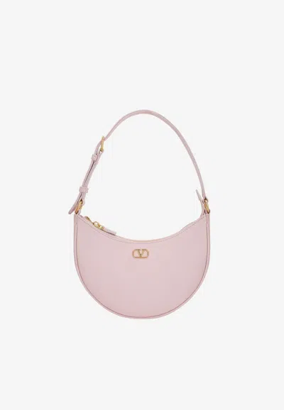 Valentino Garavani Mini Vlogo Grained Leather Hobo Bag In Pink