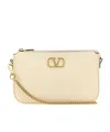 Valentino Garavani Women Ivory Leather Vlogo Crossbody Bag In Nude