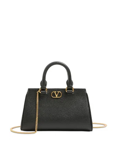 Valentino Garavani Mini Vlogo Leather Handbag In Black