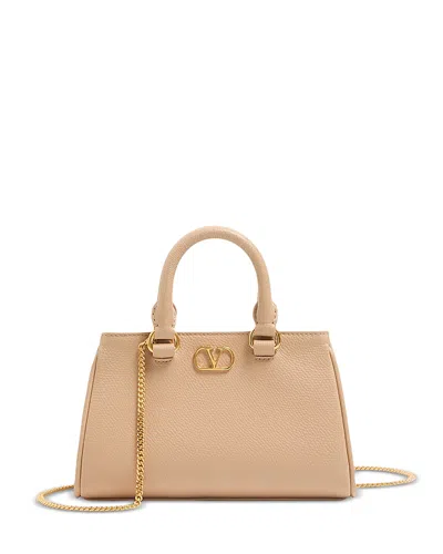 Valentino Garavani Mini Vlogo Leather Handbag In Neutral