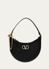 Valentino Garavani Mini Vlogo Leather Hobo Bag In Jv5 Nerojet
