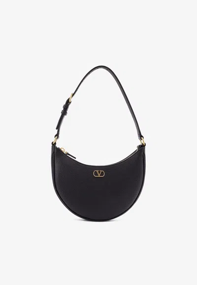 Valentino Garavani Mini Vlogo Leather Shoulder Bag In Black