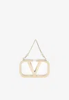 Valentino Logo-plaque Clutch In Gold