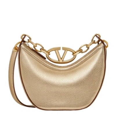Valentino Garavani Mini Vlogo Moon Chain Shoulder Bag In Nude