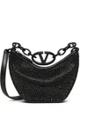 Valentino Mini Vlogo Moon Hobo Bag In In Black
