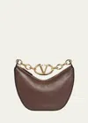 Valentino Garavani Mini Vlogo Moon Leather Hobo Bag In Cacao