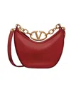 Valentino Garavani Mini Vlogo Moon Hobo Bag In Nappa Leather With Chain Woman Rosso  Uni In Red
