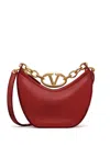 Valentino Garavani Mini Vlogo Moon Hobo Bag In Nappa Leather With Chain Woman Rosso  Uni In Red