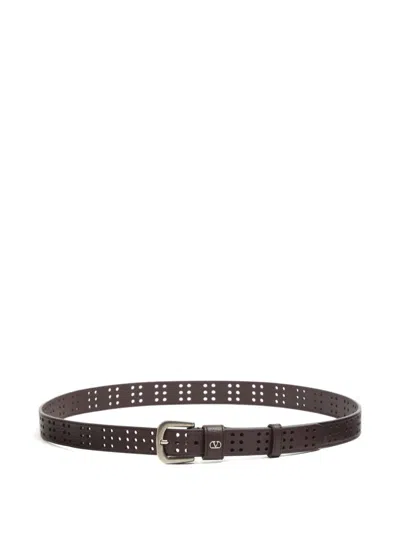 Valentino Garavani Mini Vlogo Signature Belt In Perforated Leather In Black