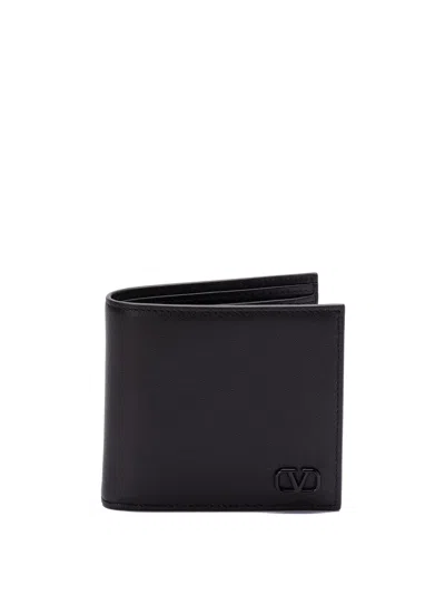 Valentino Garavani `mini Vlogo Signature` Billfold Wallet Coin Purse In Black  