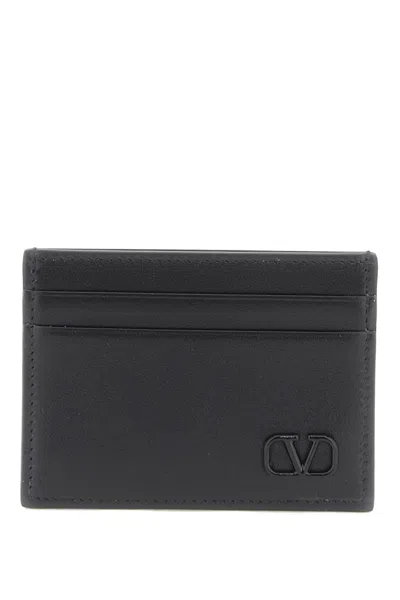 Valentino Garavani Mini Vlogo Signature Black Leather Card Holder For Men