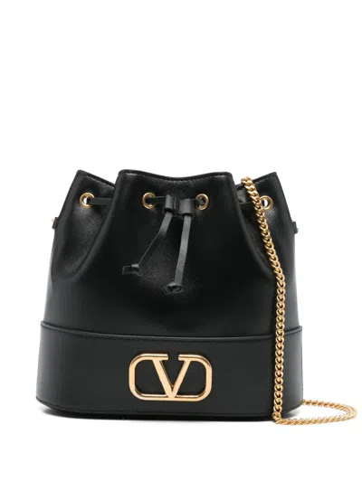 Pre-owned Valentino Garavani Mini Vlogo Signature Bucket Bag In Black