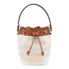 Valentino Vlogo Plaque Drawstring Bucket Bag In White
