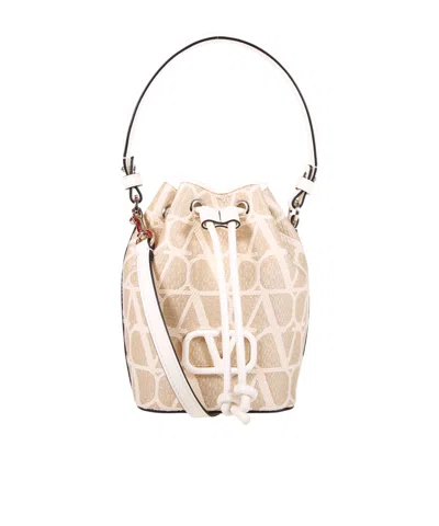 Valentino Garavani Mini Vlogo Signature Bucket Bag In White