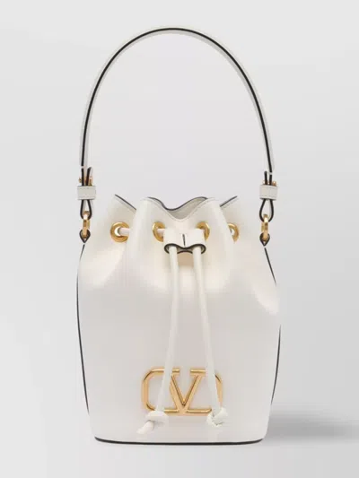 Valentino Garavani Mini Vlogo Signature Bucket Bag With Top Handle In Ivory