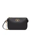 Valentino Vlogo Signature Leather Crossbody Bag In Black