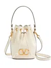 Valentino Garavani Mini Vlogo Signature Leather Bucket Bag In Neutral
