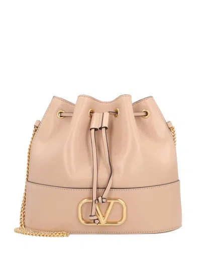 Valentino Garavani Mini Vlogo Signature Leather Bucket Bag In Pink