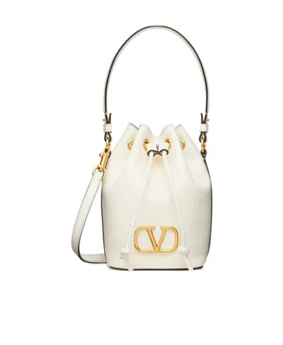 Valentino Garavani Mini Vlogo Signature Bucket Bag In Nappa Leather Woman Ivory Uni