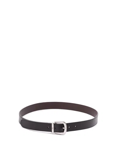 Valentino Garavani Reversible Leather Belt In Black
