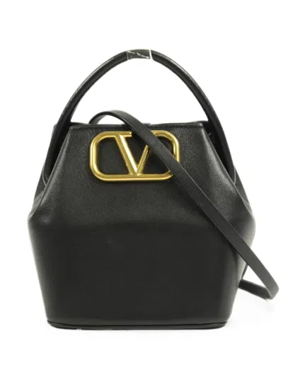 Pre-owned Valentino Garavani Mini Vlogo Tote Bag In Black