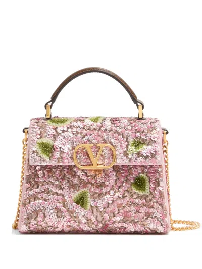 Valentino Garavani Mini Vsling Embroidered Handbag In Pink