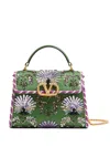 Valentino Garavani Garavani Mini Vsling Embroidered Handbag With Jewel Logo Woman Multicolour Uni In Green
