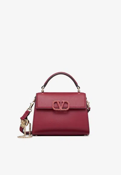 Valentino Garavani Mini Vsling Leather Top Handle Bag In Red