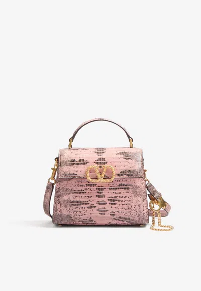 Valentino Garavani Mini Vsling Lizard-embossed Top Handle Bag In Pink