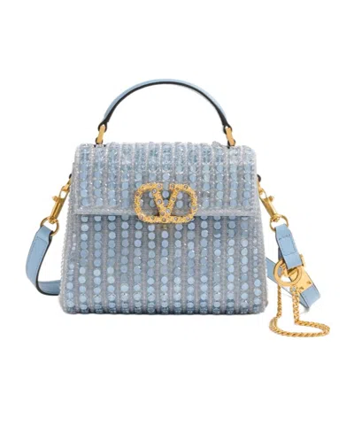 Valentino Garavani Mini Vsling Logo Tote Bag In Light Sapphire/light Blue/light Sapphire