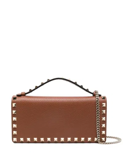 Valentino Garavani Mini Wallet With Strap - Rockstud In Brown