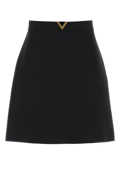 Valentino Black Crepe Couture Mini Skirt In Multi