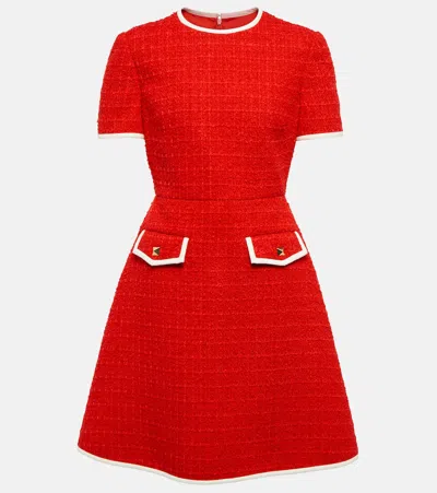 Valentino Rockstud Bouclé Minidress In Rot