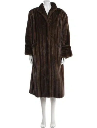 Pre-owned Valentino Mink Fur Coat In Brown