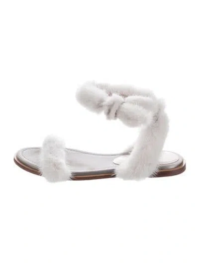 Pre-owned Valentino Garavani Mink Sandals In Grey