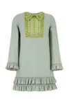 VALENTINO MINT GREEN WOOL BLEND MINI DRESS