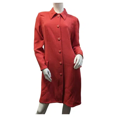 Pre-owned Valentino Miss V 1980s Vintage Wool Coat In Red