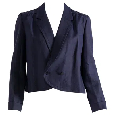 Pre-owned Valentino Miss V Blue Linen Blazer For Women By , Made In Italy
