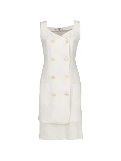 Pre-owned Valentino Miss V Double-breasted Dress In White