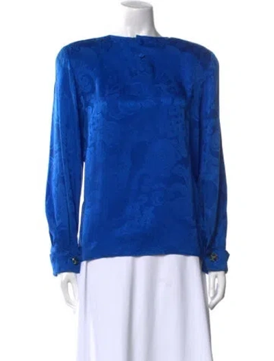 Pre-owned Valentino Miss V Silk Blouse In Blue